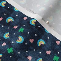(small scale) Rainbows and clovers - St Pattys Day - Lucky Rainbows - navy - LAD20BS
