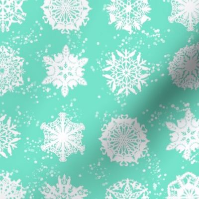 Twelve Days of Christmas Snowflakes Turquoise