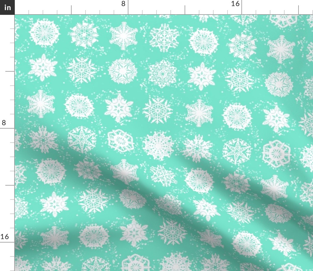 Twelve Days of Christmas Snowflakes Turquoise