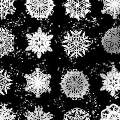 Twelve Days of Christmas Snowflakes Black