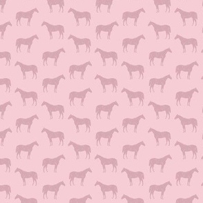 Antique Illustrated Horses V1 in a Monotone Pink Color (Mini Scale) 