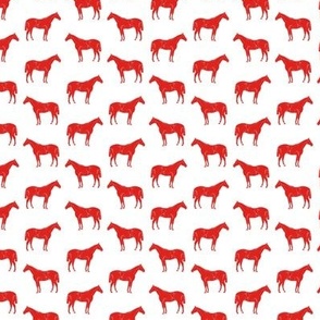 Antique Illustrated Horses V1 in Red with a White Background (Mini Scale)