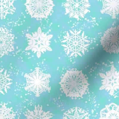 Twelve Days of Christmas Snowflakes Aqua