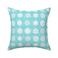 Twelve Days of Christmas Snowflakes Aqua