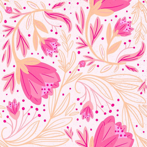 Tossed Pink swirling Valentine's Floral