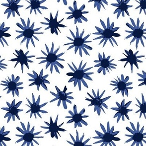 Blue Star Flowers on White - Small