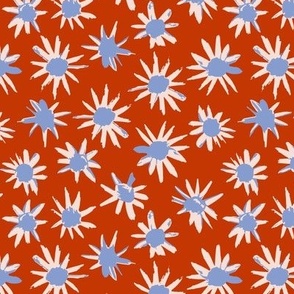 Star Flowers on Red - Small