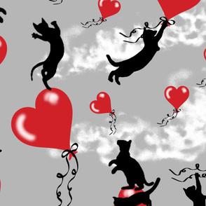 cats and red balloons