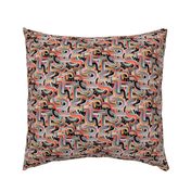 Geo Cats Maze in Sunset Colors plus Grey - small