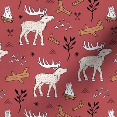 Wild Moose scandinavian camping trip in the woods cute deer neutral kids berry rose earthy 