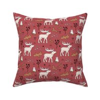 Wild Moose scandinavian camping trip in the woods cute deer neutral kids berry rose earthy 