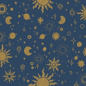 Celestial Suns - Navy Blue & Gold