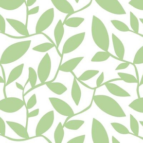 Orchard - Botanical Leaves Simplified White Green HEX CODE BDD3A1 Regular Scale