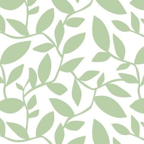 Orchard - Botanical Leaves Simplified White Green HEX CODE BECEAB Regular Scale