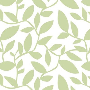 Orchard - Botanical Leaves Simplified White Green HEX CODE CED8AD Regular Scale