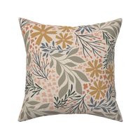 English Garden Floral - muted tan - large