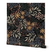 English Garden Floral - black - vintage Wallpaper | Spoonflower