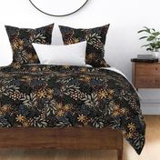 English Garden Floral - black - vintage floral - large 