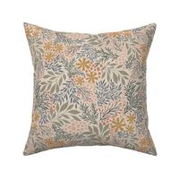 English Garden Floral - muted tan - vintage floral  medium scale