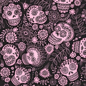 Sugar Skulls 1_pink/grey med