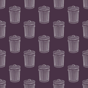 Trash Can on Purple Plum Illustration pattern