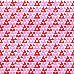 60s mod triangles and hearts pink and red