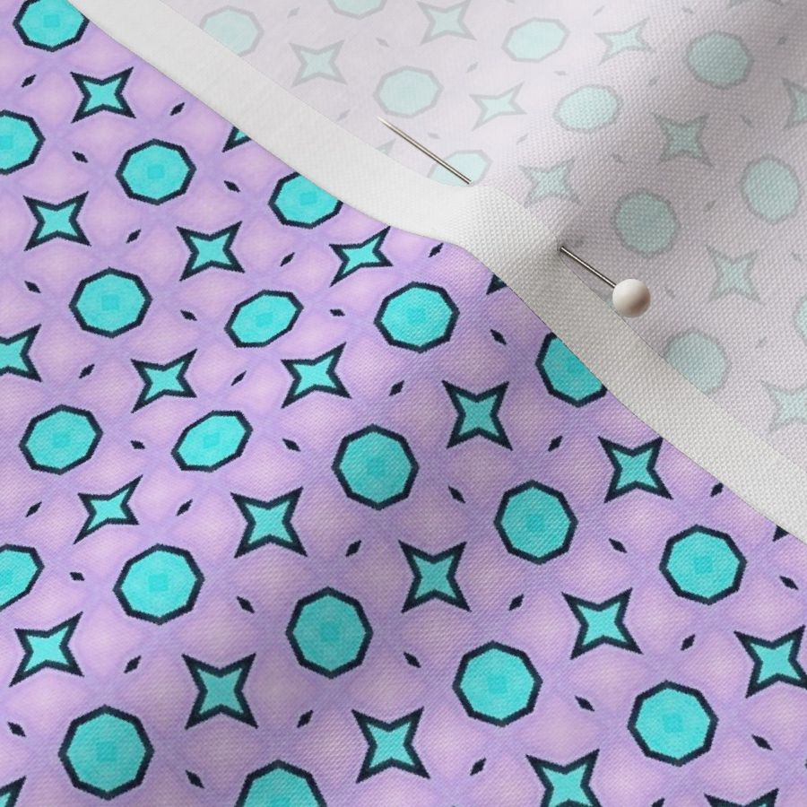 turquoise and lavender retro stars