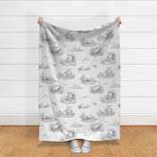 Dino Toile Pattern Black and White