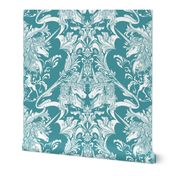 Unicorn Damask Teal Light