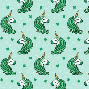 (small scale) St Patricks Unicorn - st patty's day unicorns - mint - C20BS