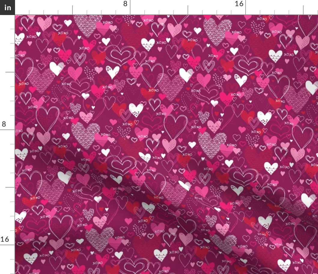 Hearts and Kisses (Pink and White)