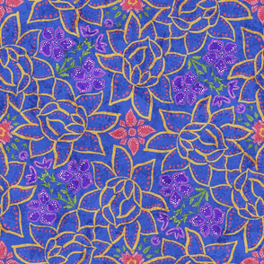 Lotus Grid Blue Texture