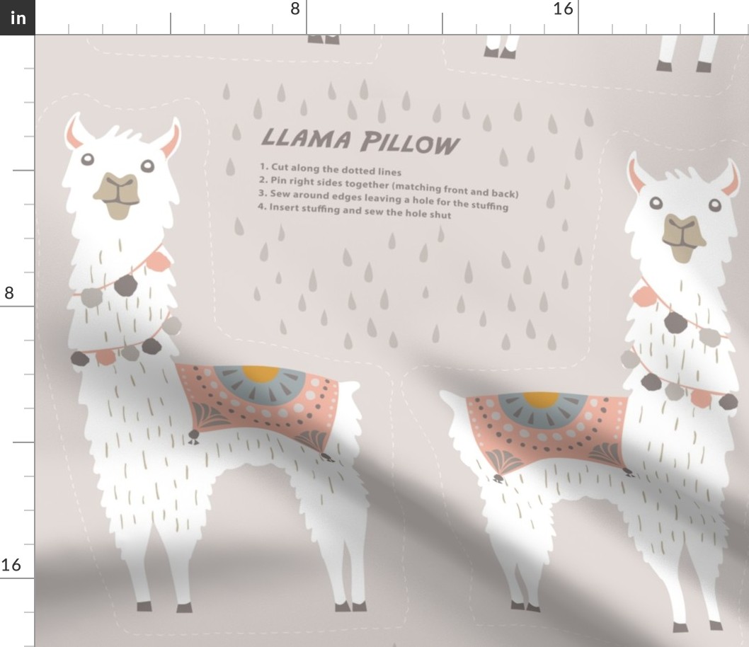 Llama Pillow on Gray