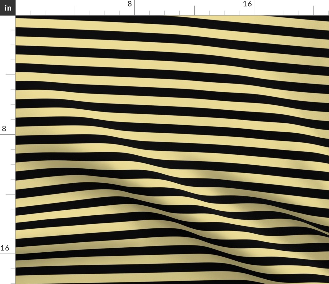 Custard Awning Stripe Pattern Horizontal in Black