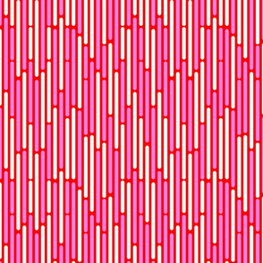 60s mod stripes white and pink on red