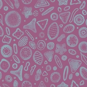 Diatoms - Microscopic STEM Science Algae Sea Life - Warm Purple & Light Blue