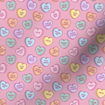 Naughty Candy Hearts: Whispers of Temptation, Small on Pink