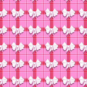 valentines bow plaid pink