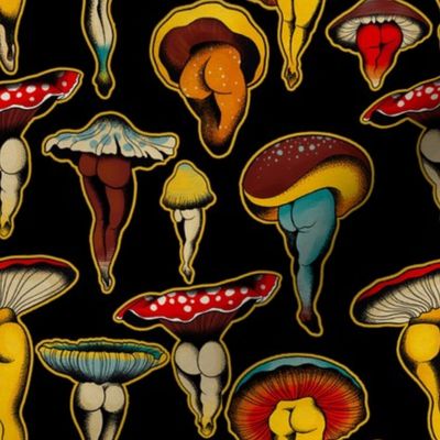 Sexy Mushrooms, black background