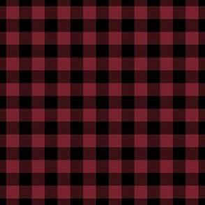 Gingham Pattern - Red Merlot and Black