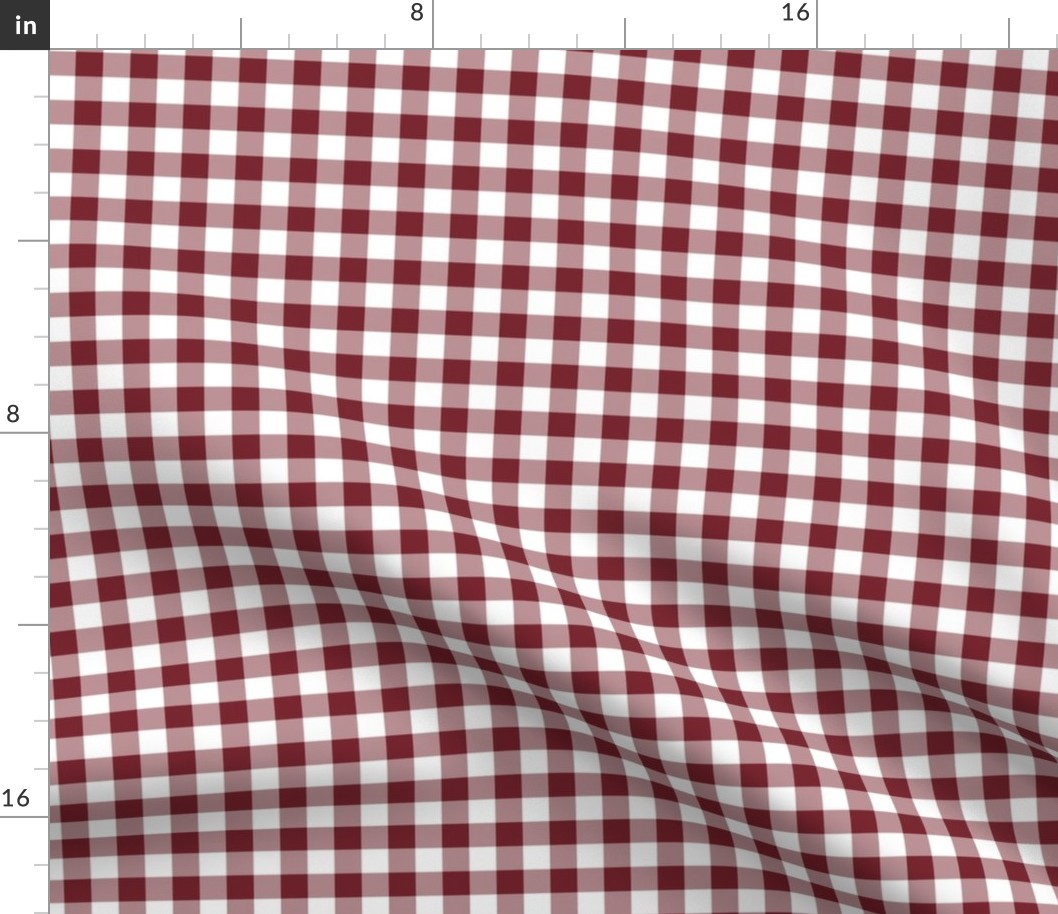 Gingham Pattern - Red Merlot and White