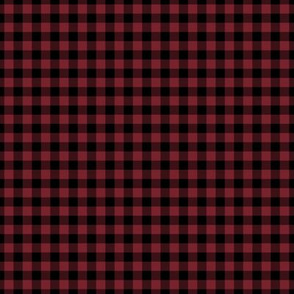 Small Gingham Pattern - Red Merlot and Black
