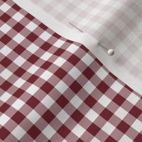 Small Gingham Pattern - Red Merlot and White