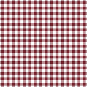 Small Gingham Pattern - Red Merlot and White