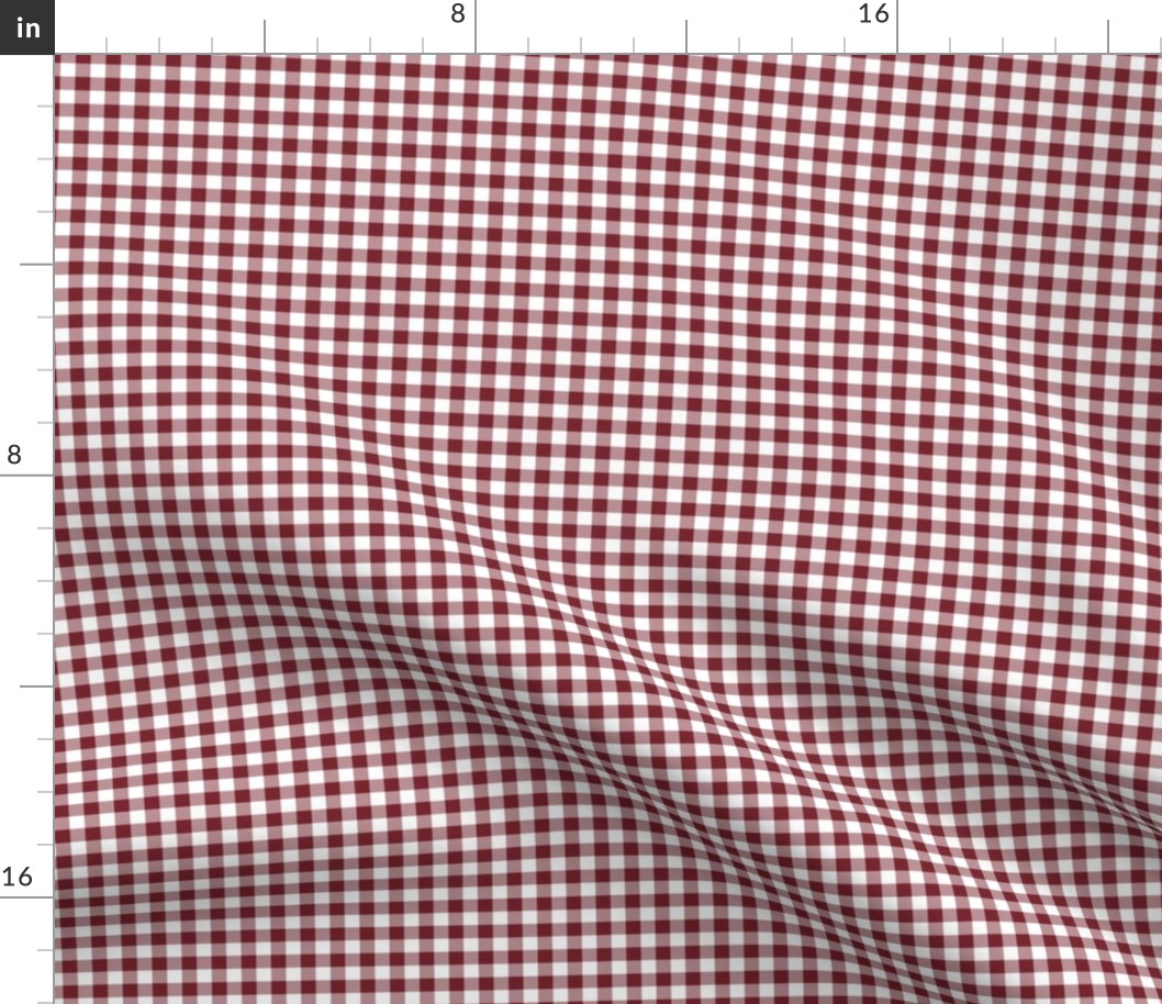 Small Gingham Pattern - Red Merlot and White