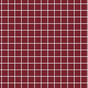 Grid Pattern - Red Merlot and White