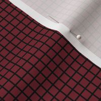 Small Grid Pattern - Red Merlot and Black