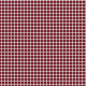 Small Grid Pattern - Red Merlot and White