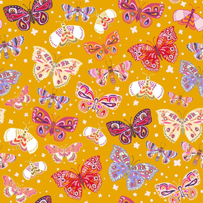 Tossed Butterflies on  Yellow