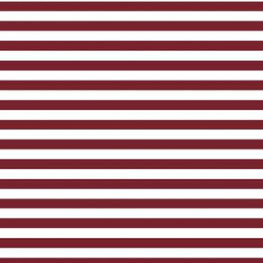 Red Merlot Bengal Stripe Pattern Horizontal in White